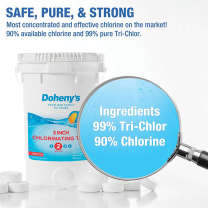 3 Inch Stabilized Chlorine Tablets | Pro-Grade Pool Sanitizer, Long Lasting, Slow Dissolving, 99% Pure Tri-Chlor, Individually Wrapped - 50lb