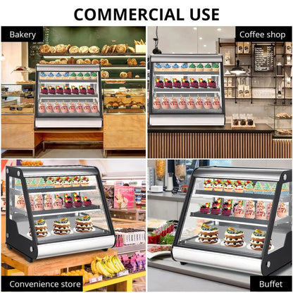 2025 Commercial Refrigerator Display Case 130L (4.6 Cu.FT) – Auto Defrost, Tempered Glass + LED Lighting, Countertop Commercial Use
