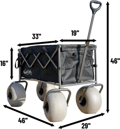 Beach Wagon with 13" Balloon Wheels, Collapsible, All-Terrain, 185L
