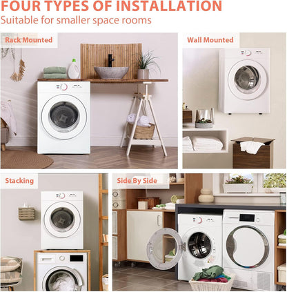 Compact Dryer 1.8 cu. ft. Portable Clothes Dryers with Exhaust Duct