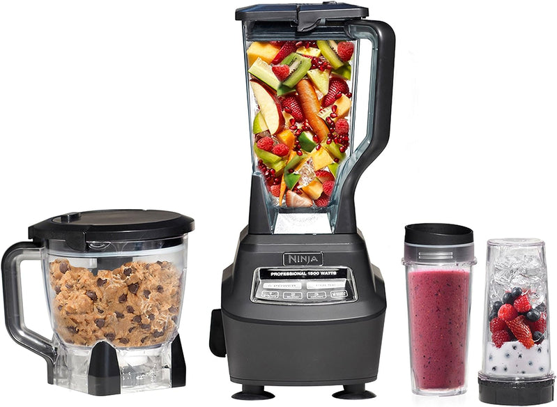 Mega Kitchen System, 1500W, 4 Functions for Smoothies, Processing, Dough, Drinks & More, with 72-oz.* Blender Pitcher, 64-oz. Processor Bowl, (2) 16-oz. To-Go Cups & (2) Lids, Black