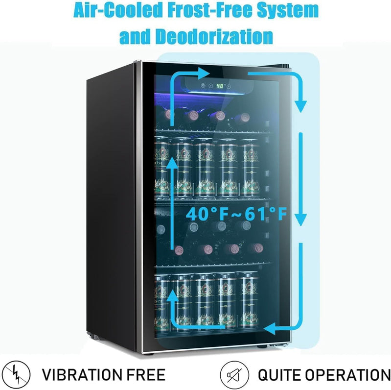 Antarctic Star 36 Bottle Wine Cooler/Cabinet BeverageRefrigerator Small Mini Wine Cellar Beer Soda Bar Fridge Quiet Operation Compressor Adjust Temperature Freestanding Black, 4.4 Cu. ft