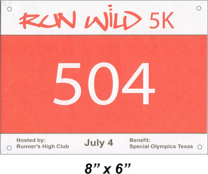 Array Stars Custom Race Bibs Personalized Full Color Printed Race Numbers, Running Bibs