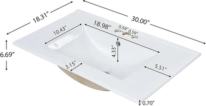 36" Bathroom Vanity with Single Sink Combo, Modern Undermount Bathroom Sink Cabinet with 2 Drawers and a Tip-Out Drawer, Freestanding Bathroom Vanities, Soft Closing, Solid Wood Frame