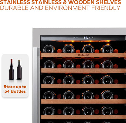 24'' Wine Cooler Refrigerator - 46 Bottle Wine Fridge Dual Zone with Modern Touch Intelligent Digital 40°-65°F Low Noise, Built in or Freestanding Wine Cooler for Home and Kitchen