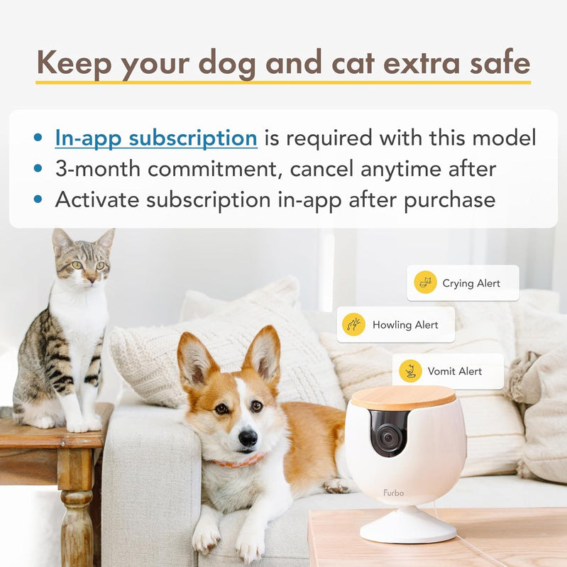 360° Cat Camera: See Your Cat from Anywhere | Rotating 360° Cat Tracking, Treat Toss, Color HD Night Vision, 2-Way Audio, Real-Time Notifications, Designed for Cats | Pet Camera w/Phone App