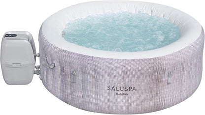 Bestway SaluSpa Fiji AirJet Large Round 2 to 4 Person Inflatable Hot Tub Portable Outdoor Spa with 120 AirJets and EnergySense Cover, Grey