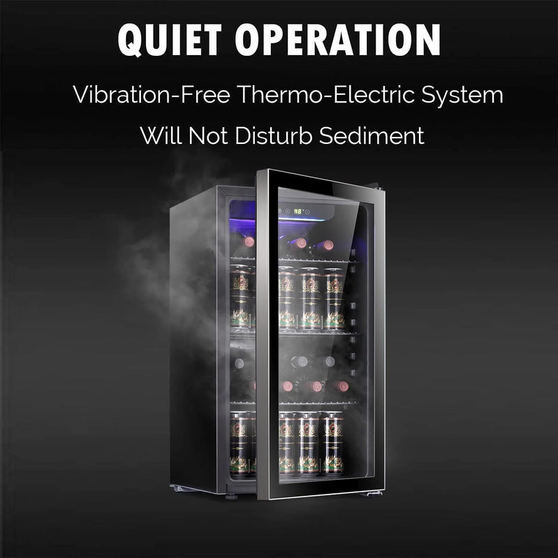 Antarctic Star 36 Bottle Wine Cooler/Cabinet BeverageRefrigerator Small Mini Wine Cellar Beer Soda Bar Fridge Quiet Operation Compressor Adjust Temperature Freestanding Black, 4.4 Cu. ft