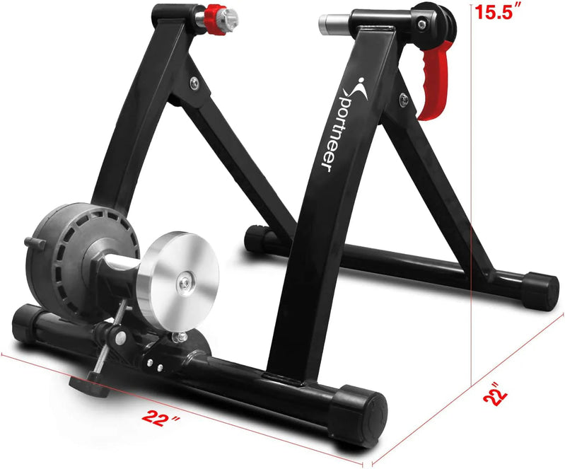 Bike Trainer Stand Indoor Riding - Sportneer Magnetic Stationary Bicycle Exercise Stand with Noise Reduction Wheel, 6 Resistance Adjustable