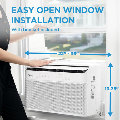 8,000 BTU U-Shaped Smart Inverter Air Conditioner – Cools up to 350 Sq. Ft., Ultra Quiet with Open Window Flexibility, Compatible with Alexa, 35% Energy Savings, Remote Control (Renewed)