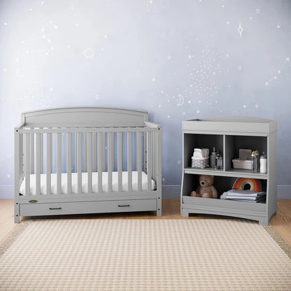 5-in-1 Convertible Baby Bed (with drawers, white) - Green Guardian Gold Certification, built-in baby bed storage drawer, convertible to toddler bed, day bed and full-size bed