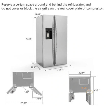 36" Side By Side 20.01 Cu. ft. Built-in Refrigerator with Freezer & Ice Maker Included