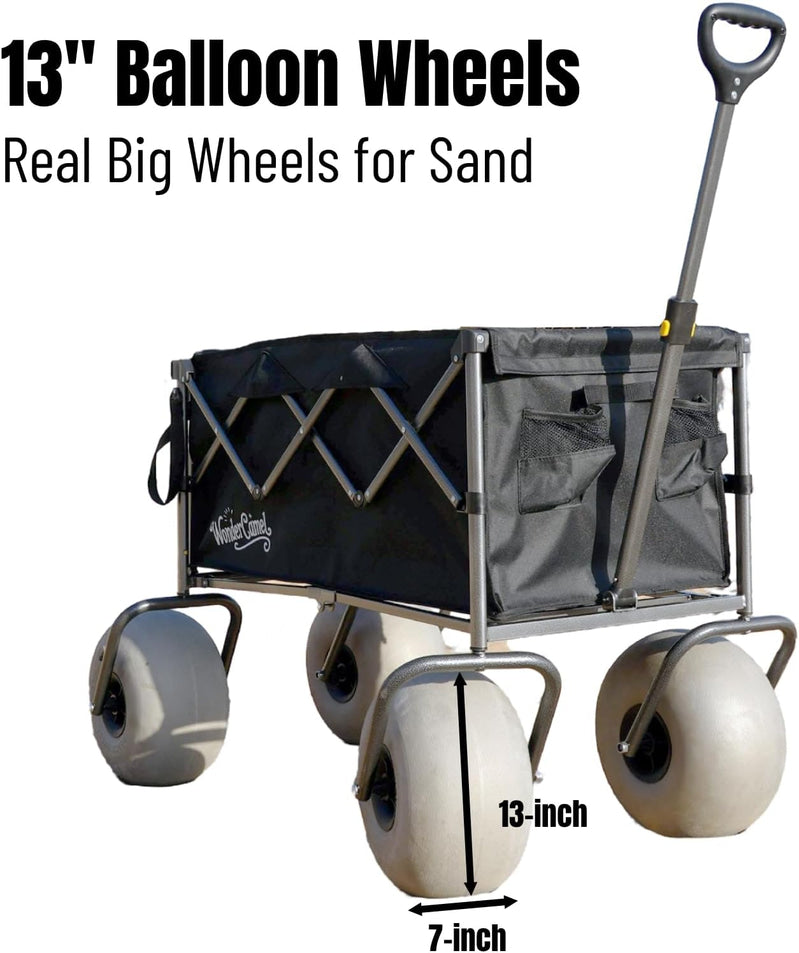 Beach Wagon with 13" Balloon Wheels, Collapsible, All-Terrain, 185L
