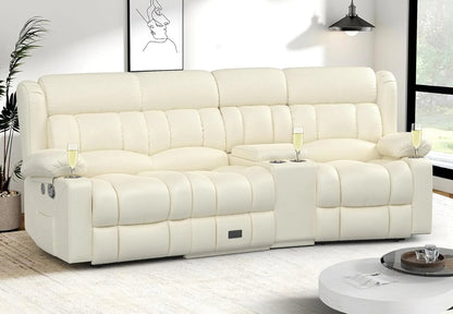 3 Seat Reclining Sofa with Storage Drawer USB Ports & Cup Holders Manual Couch