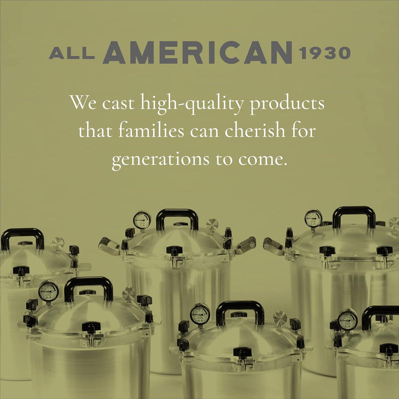 All American 1930: 21.5qt Pressure Cooker/Canner (The 921) – Exclusive Metal to Metal Sealing System – Easy to Open & Close – Suitable for Gas, Electric, or Flat Top Stoves – Made in the USA