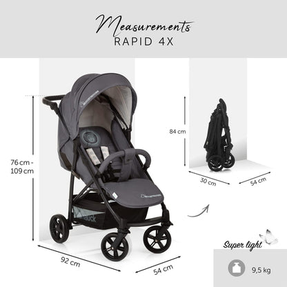 4X Carrito Bebe, desde el Nacimiento hasta 25 kg, Silla de Paseo Ligera, Silla Bebe, Reclinable, Plegable, Compacta, Mickey Mouse Gris