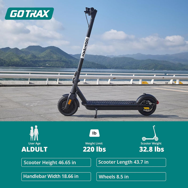 Adult Electric Scooter, 8.5 Inch Pneumatic Tires, Max Range 14/18 Miles, Max Speed 15.5/18 MPH, Powered by 300 Watt Motor, with Cruise Control Adult Folding Electric Scooter