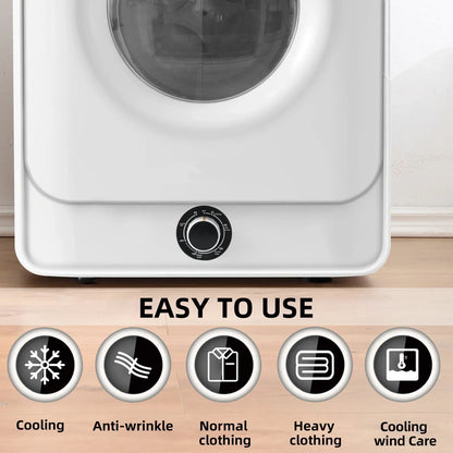1.95 Cu.ft Front Load Clothes Dryer, Portable Compact Dryer 830W, 5 Drying Modes, Stainless Steel Drum, with Overheat Protection, Dust Removal, Deodorization and Lint Removal Functions, White
