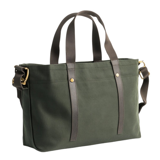 Brenfo 16oz Heavy Canvas Tote Bag with Adjustable Strap - Large Capacity Laptop Bag - Reinforced Workwear Utility Tote for Commuting & Travel - Forest Green