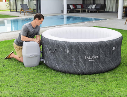 Bestway SaluSpa Fiji AirJet Large Round 2 to 4 Person Inflatable Hot Tub Portable Outdoor Spa with 120 AirJets and EnergySense Cover, Grey