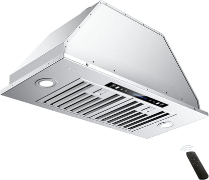 30 inch Built-in/Insert Range Hood 900 CFM, Ducted/Ductless Convertible Duct, Stainless Steel Kitchen Vent Hood with 4 Speed Gesture Sensing&Touch Control Panel(IKB01-30)