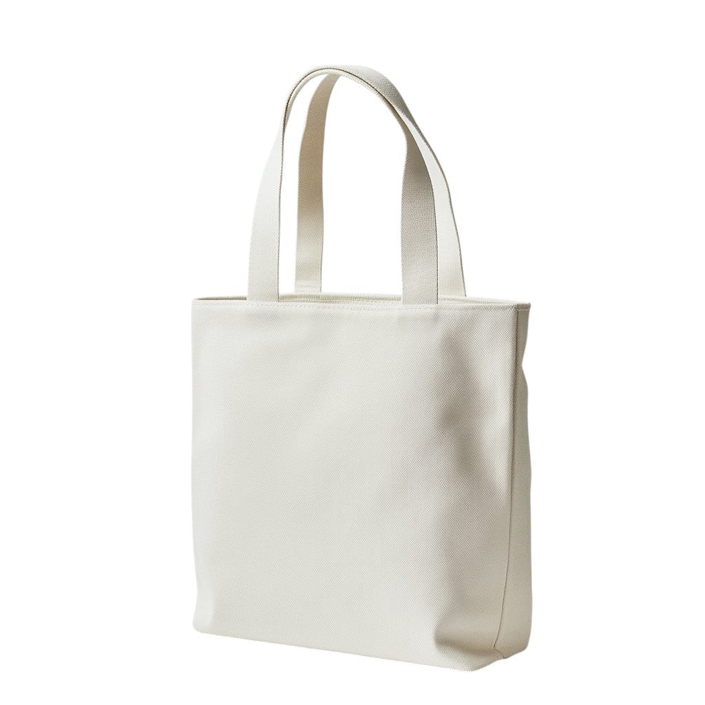 Brenfo Zip-Top Canvas Tote Bag - Secure Minimalist Shoulder Bag for Daily Commute - Water-Resistant Lining & Hidden Pocket - Cream White
