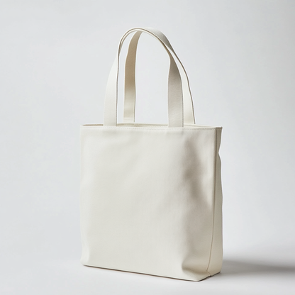 Brenfo Zip-Top Canvas Tote Bag - Secure Minimalist Shoulder Bag for Daily Commute - Water-Resistant Lining & Hidden Pocket - Cream White