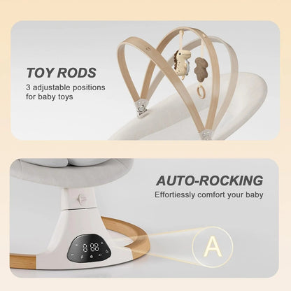 Baby Swings for Infants, Monamii Baby Swing, Bluetooth Infant Swing with Music Speaker, 5 Speeds and Remote Control, Indoor & Outdoor Use