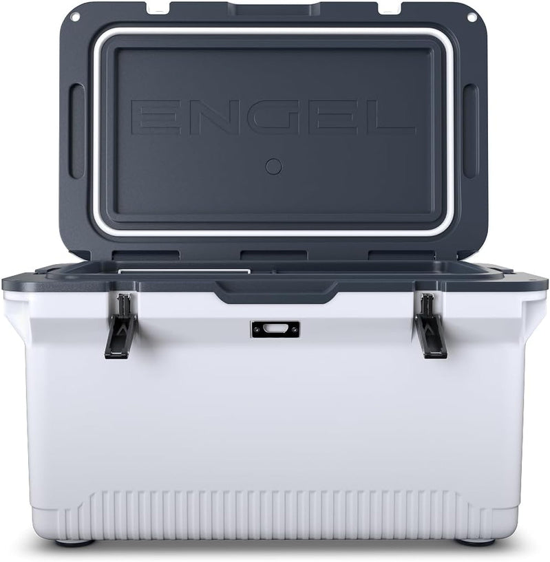 60 QT Ultra-Light Injection Molded Cooler - Ice Chest Keeps Ice up to 7 Days - Large Cooler Includes Wire Basket, Divider and Built-in Bottle Opener