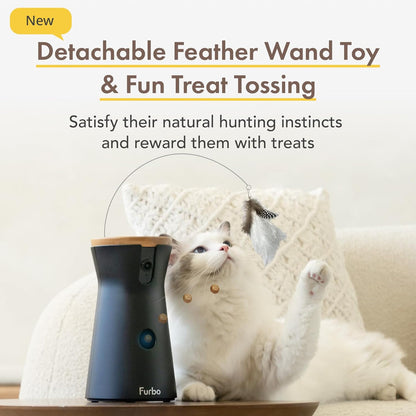 360° Cat Camera: See Your Cat from Anywhere | Rotating 360° Cat Tracking, Treat Toss, Color HD Night Vision, 2-Way Audio, Real-Time Notifications, Designed for Cats | Pet Camera w/Phone App